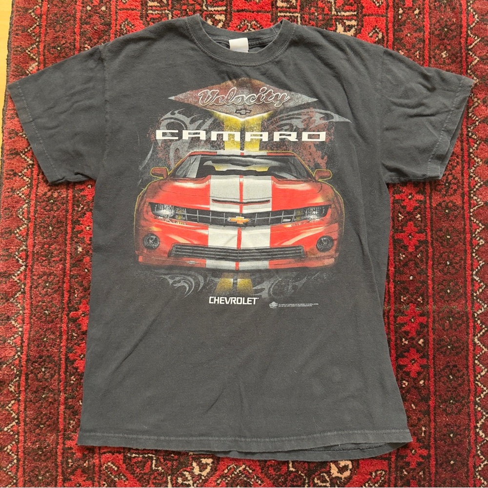 Camaro Graphic Tee - Faded Black with Red Accent Mens Medium